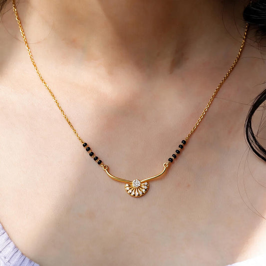 Art Deco Fan Sunburst Mangalsutra Necklace