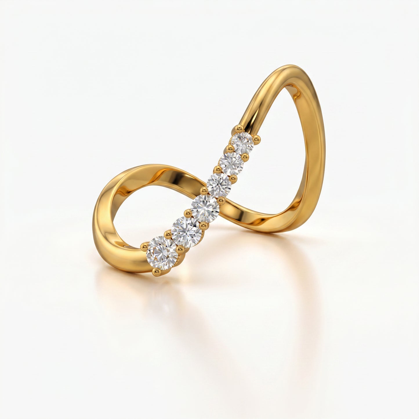 Curved Chevron Pave Ring