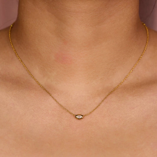 Sideways Marquise Solitaire Necklace