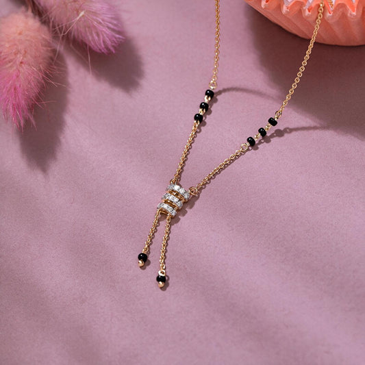 Triple Bar Tassel Drop Mangalsutra Necklace