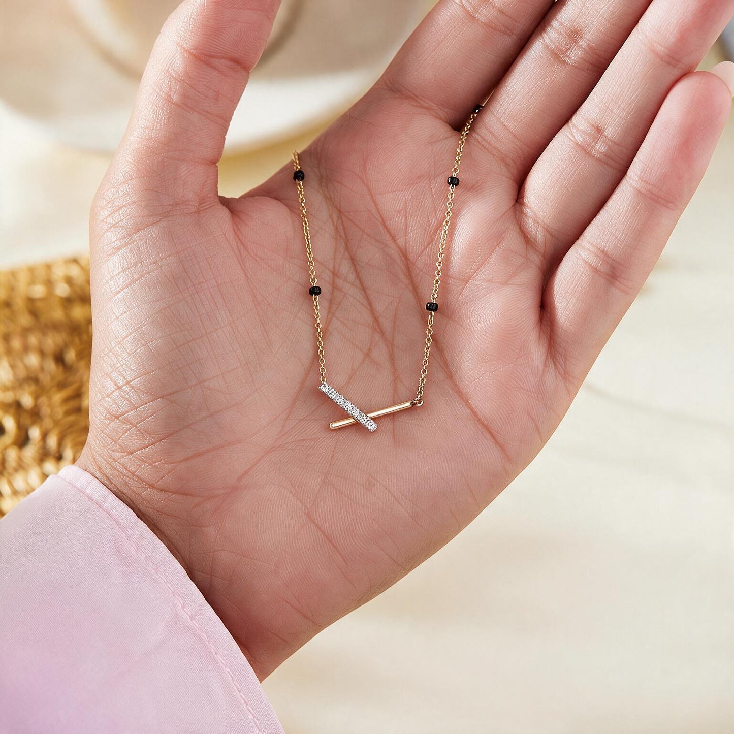 Crossed Bar Criss Cross Mangalsutra