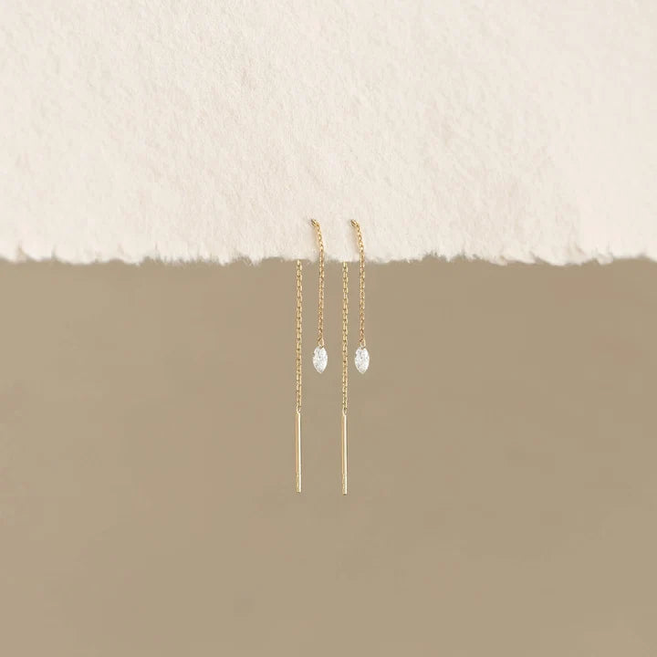 Marquise Bezel Threader Earrings