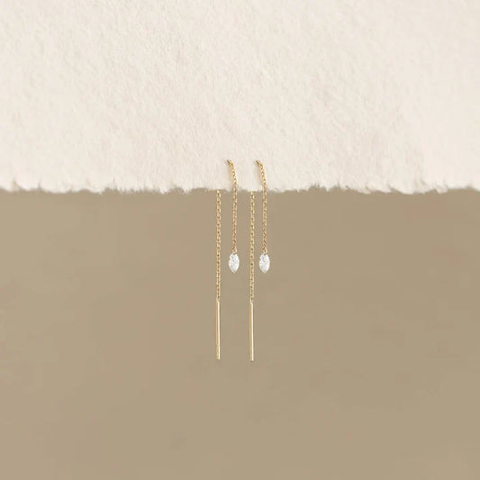 Marquise Bezel Threader Earrings