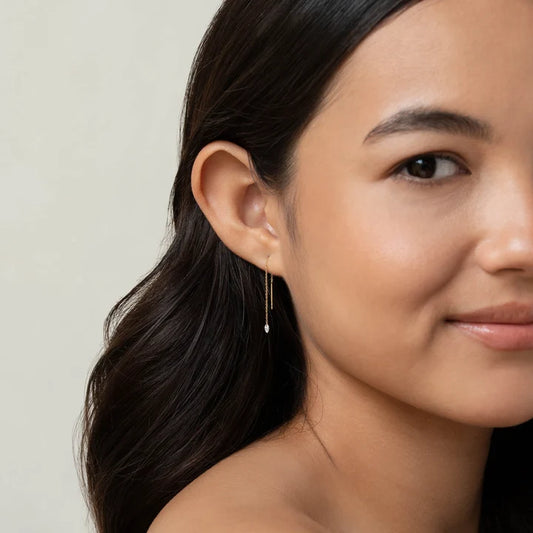 Marquise Bezel Threader Earrings