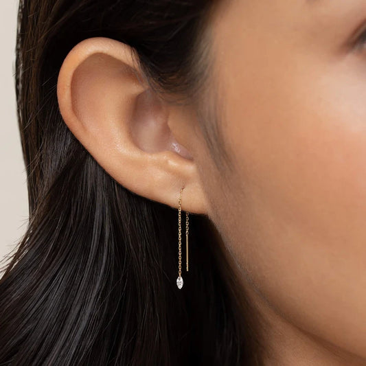 Marquise Bezel Threader Earrings