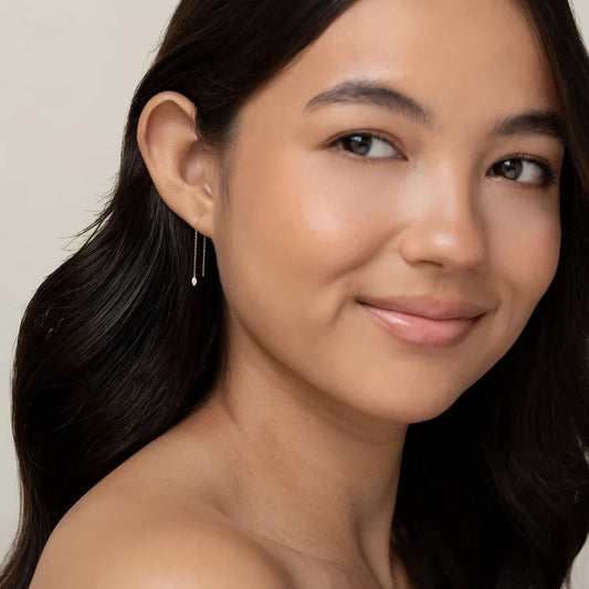 Marquise Bezel Threader Earrings