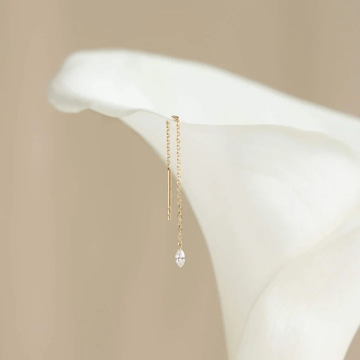 Marquise Bezel Threader Earrings