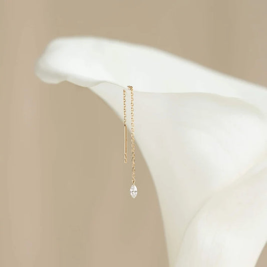 Marquise Bezel Threader Earrings