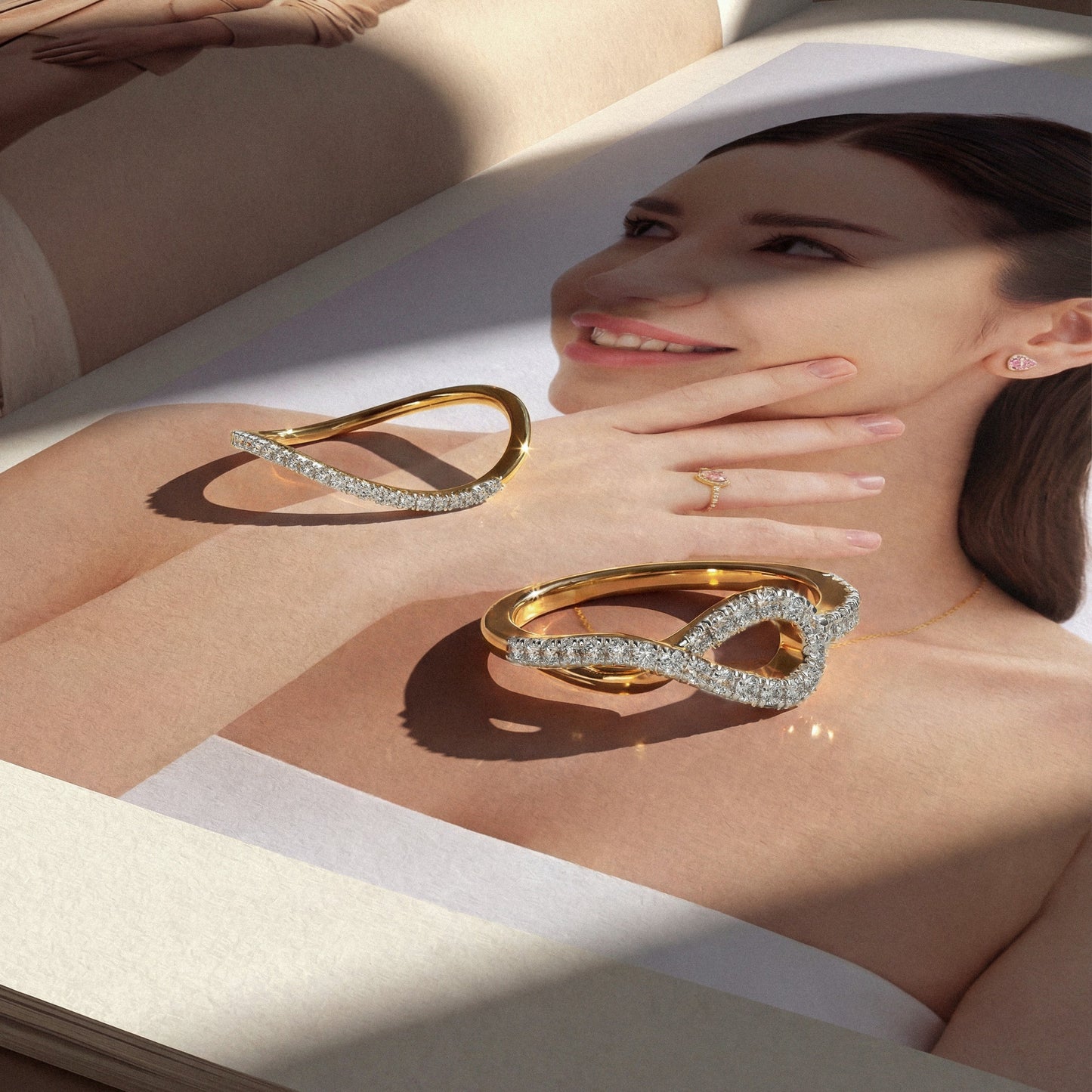 Moissanite Wishbone Curved Ring