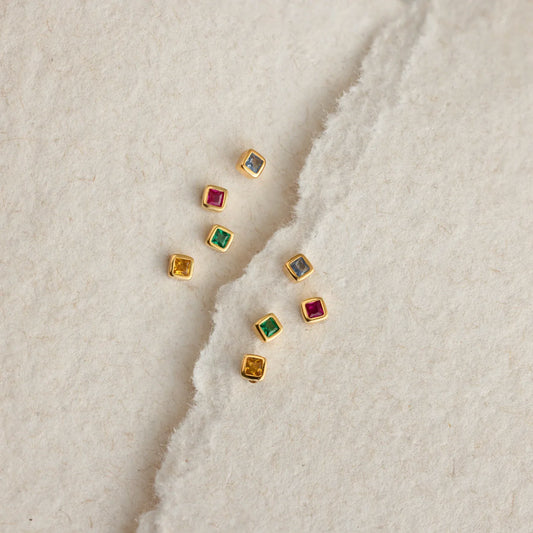 Square Bezel Single Stud Earring