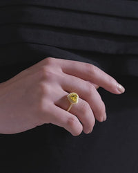 Heart Cut Double Halo Statement Ring
