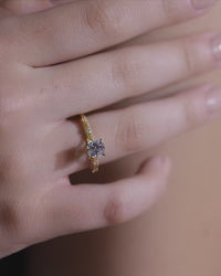 Cushion Solitaire Pave Crown Ring