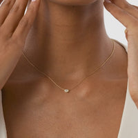 Sideways Pear Bezel Pendant Necklace