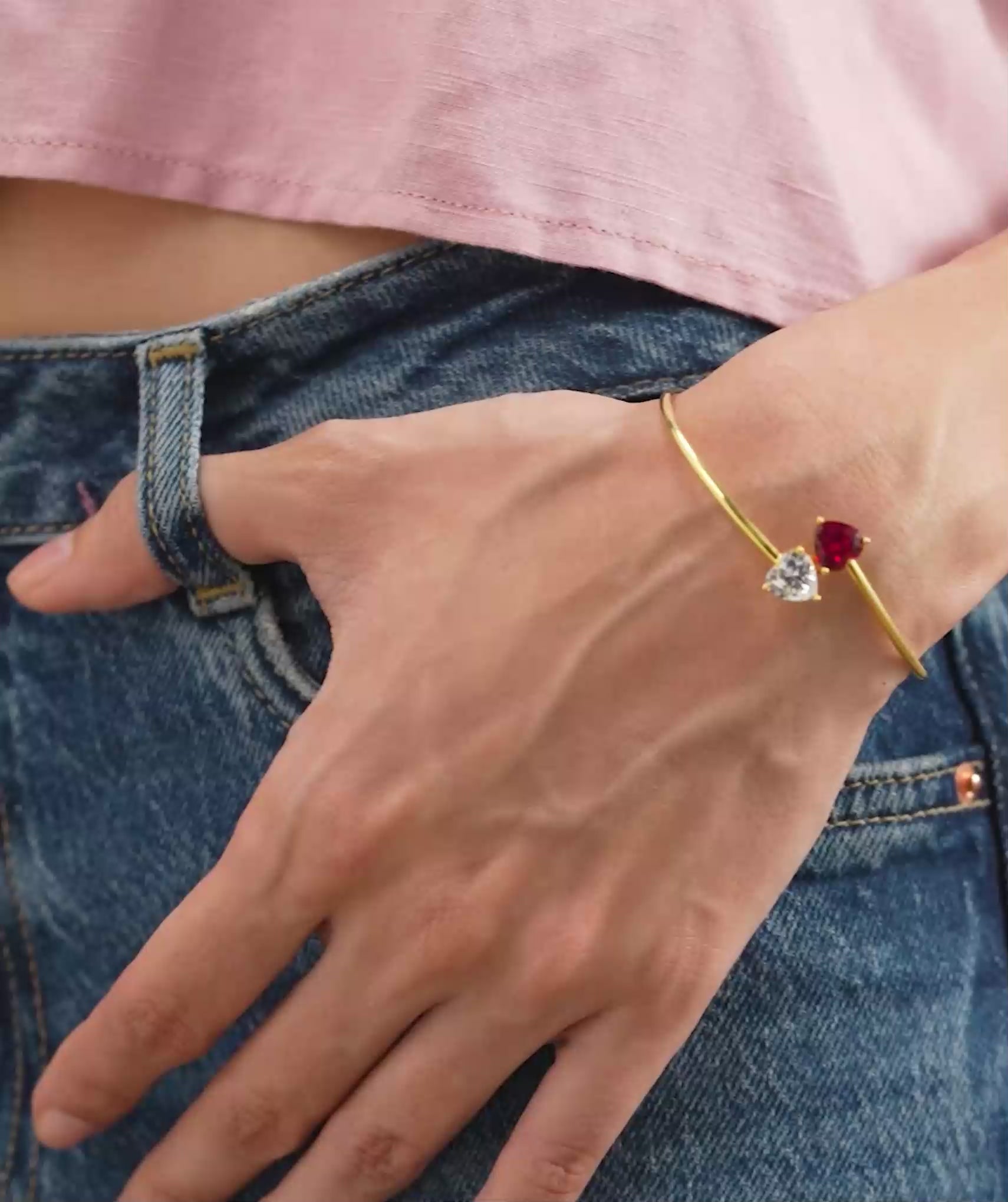 Twin Heart Open  Bangle