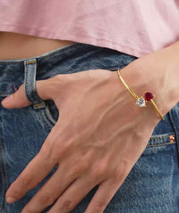 Toi et Moi Heart Open Cuff Bangle