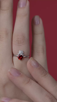 Red Heart Crown Ring