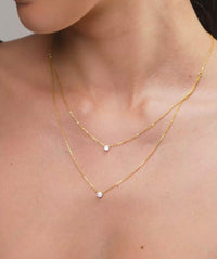 Twin Cluster Solitaire Layered Necklace Set
