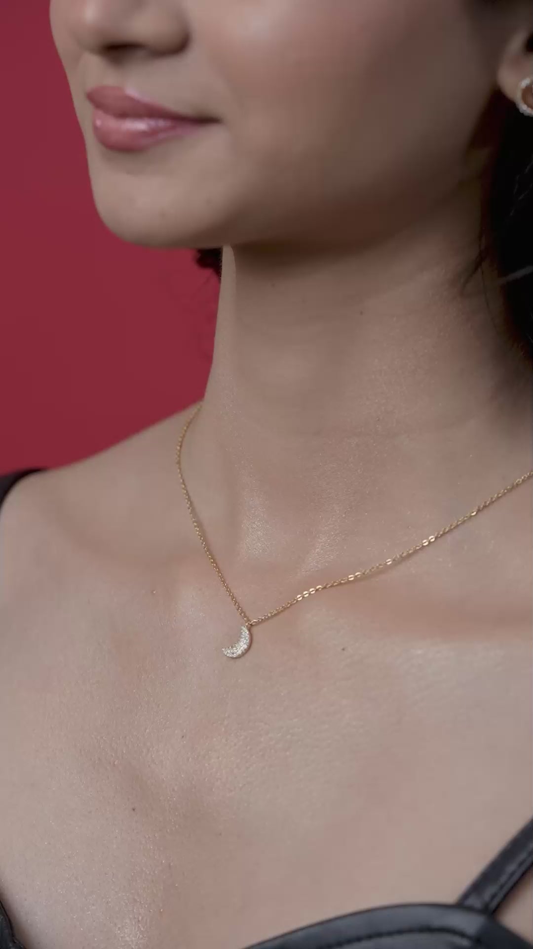 Sparkle Moon Pendant Necklace