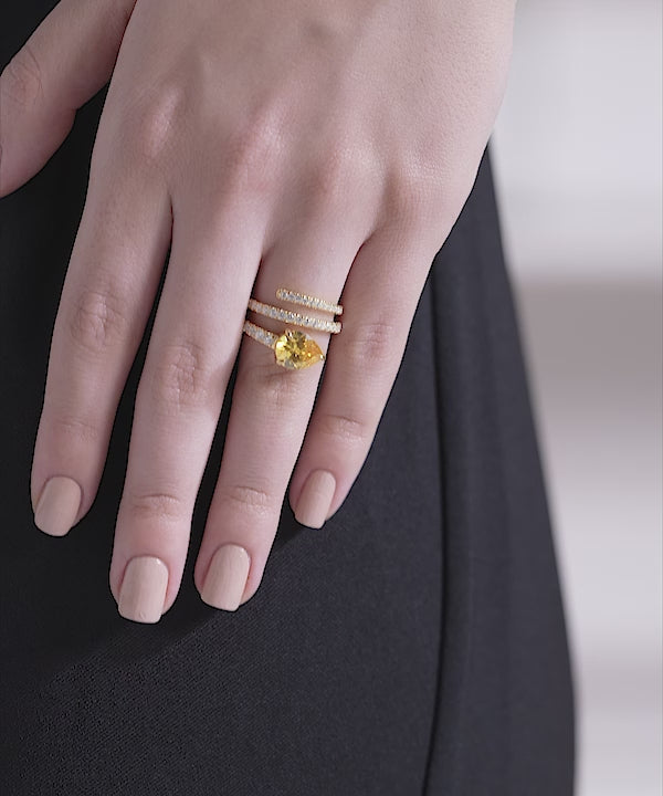 Pear Yellow Diamond Ring