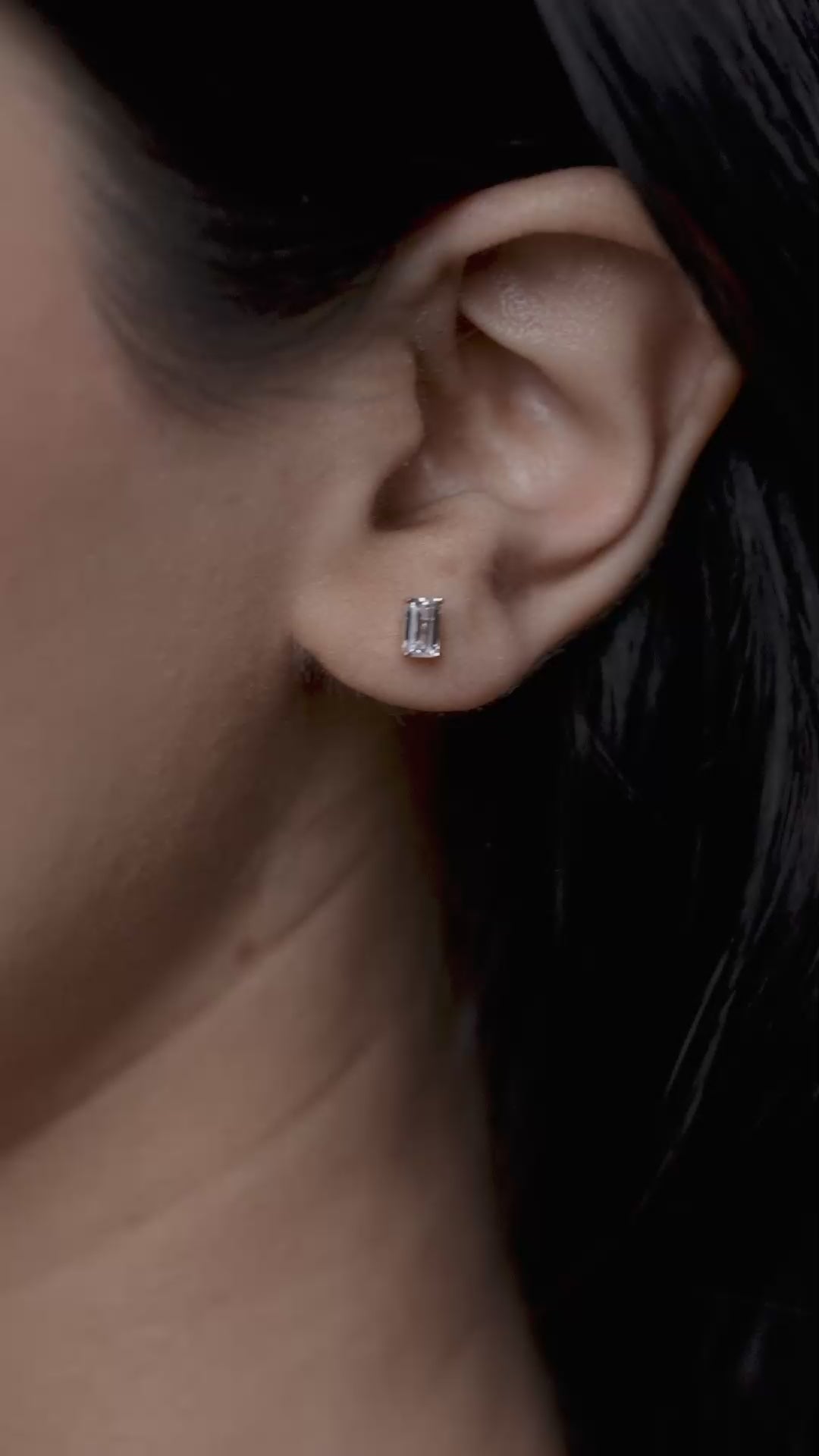 Emerald-Cut Sparkle Stud