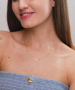 Sparkling V-Shaped Necklace & Earrings Combo Set