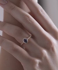Sapphire Halo Pave Ring