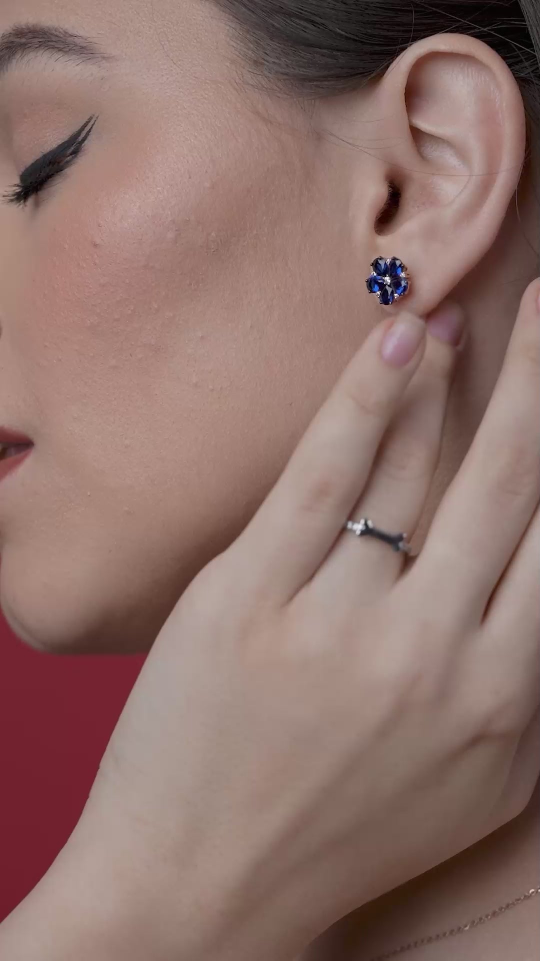 Pear Diamond Flower Earring