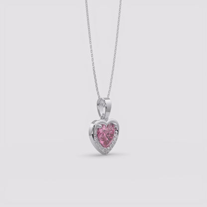 Pink Aura Silver Heart Pendant