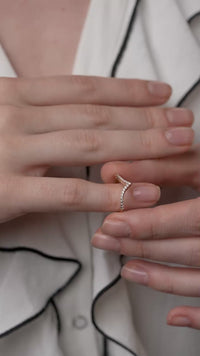 Pave Chevron V Ring