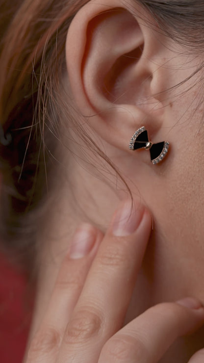 Black Enamel Bow Earring