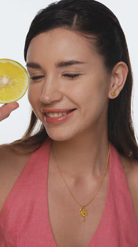 Lemon Slice Citrus Charm Pendant Necklace