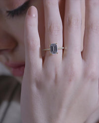 Emerald Cut Solitaire Pave Ring