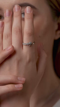 Floral Cluster and Scatter Open Wrap Ring
