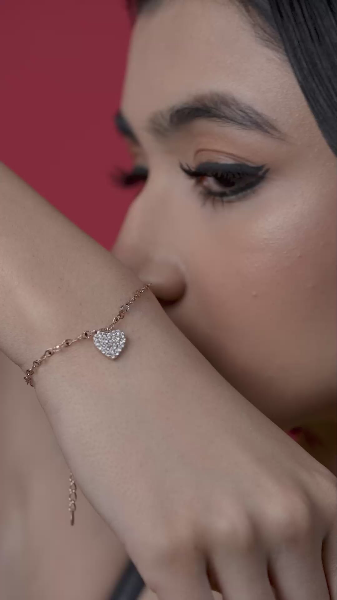 Diamond Heart 18k Gold Vermeil Bracelet