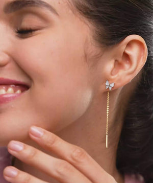 Diamond Butterfly Threader Earrings