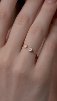 Twin Pave Disc Open Ring