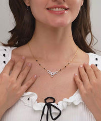 Pave Oval Link Cluster Moissanite Mangalsutra Necklace