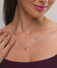 Sunburst and Solitaire Layered Necklace