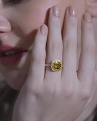 Sunlit Double Halo Cushion Ring
