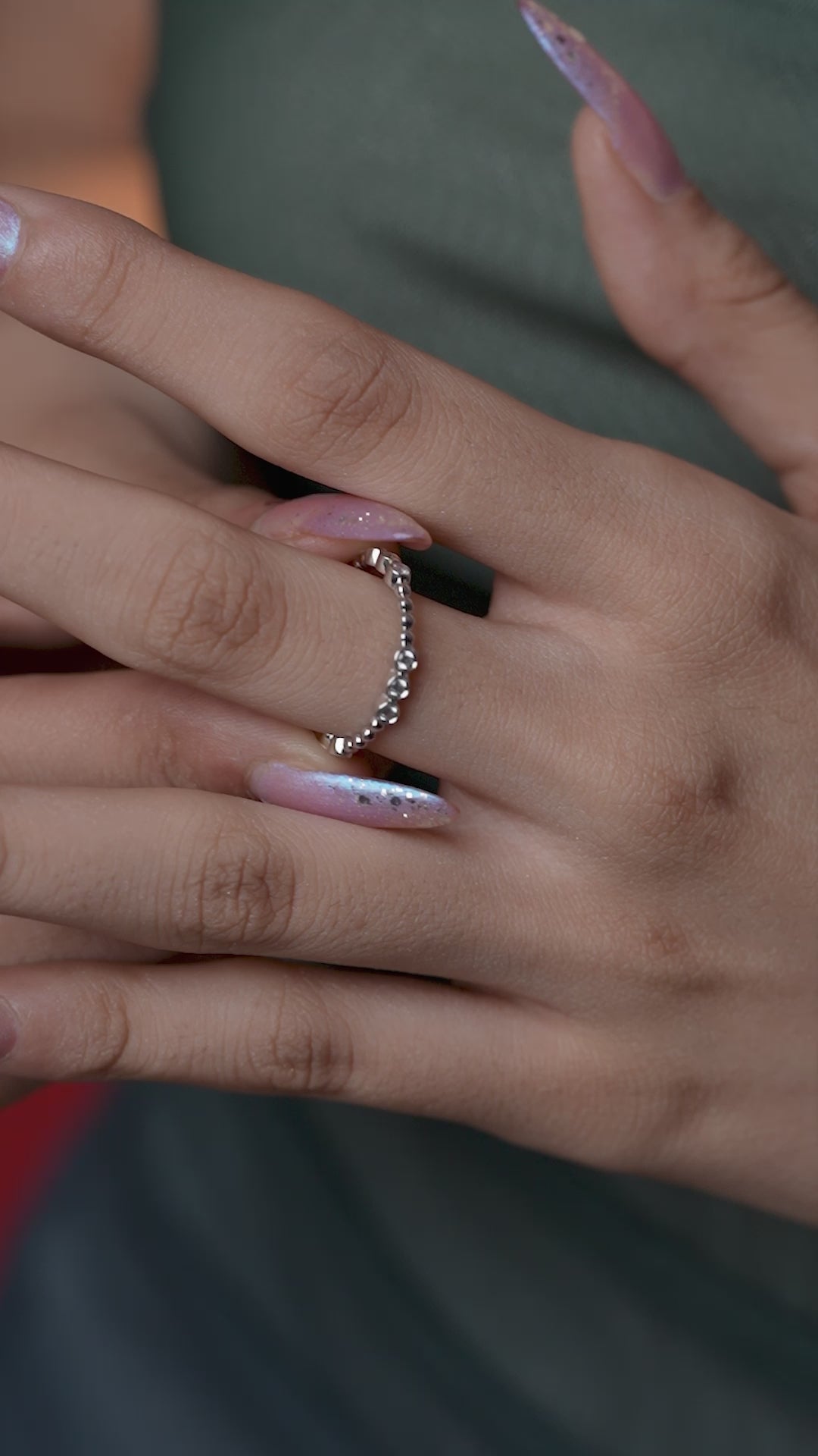 Delicate Beaded Diamond Ring
