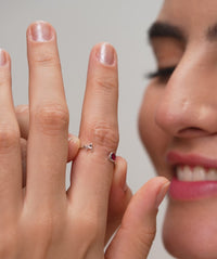 Personalised Initial Coloured Solitaire Open Ring