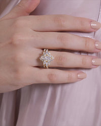 Marquise Starburst Ring Set with Pavé Band