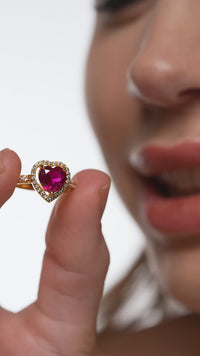 Red Heart Solitaire Stud Earrings