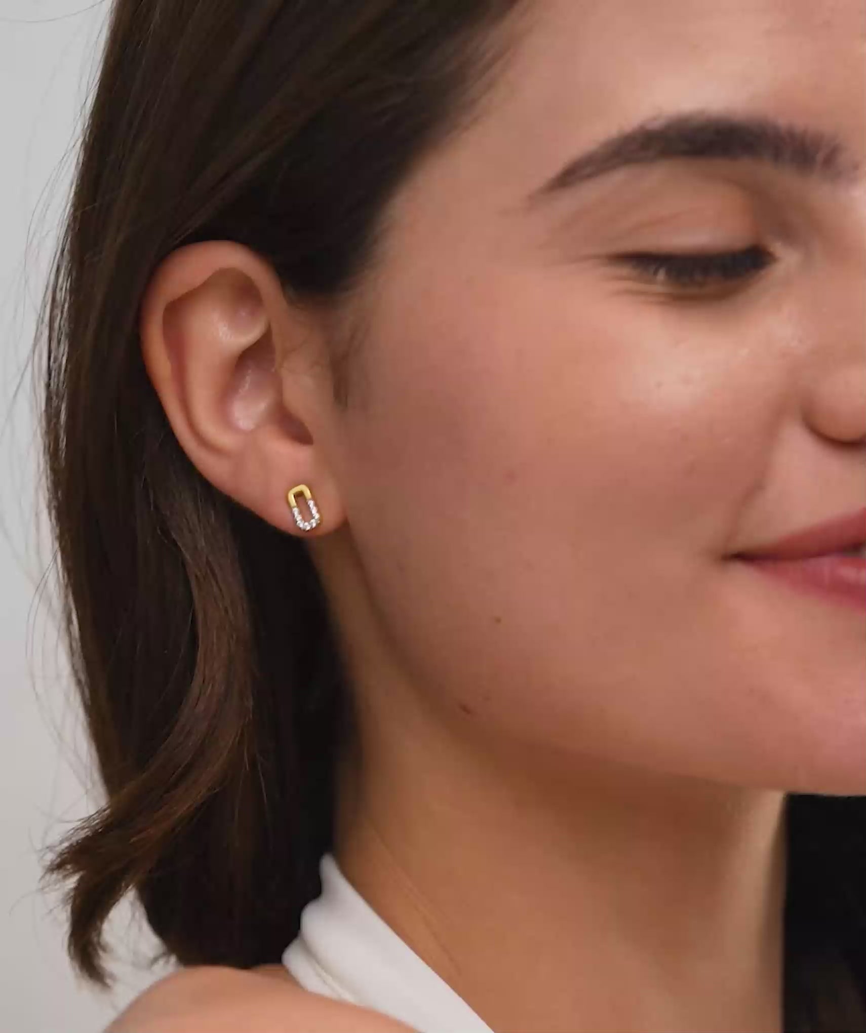 Geometric Diamond Stud Earrings