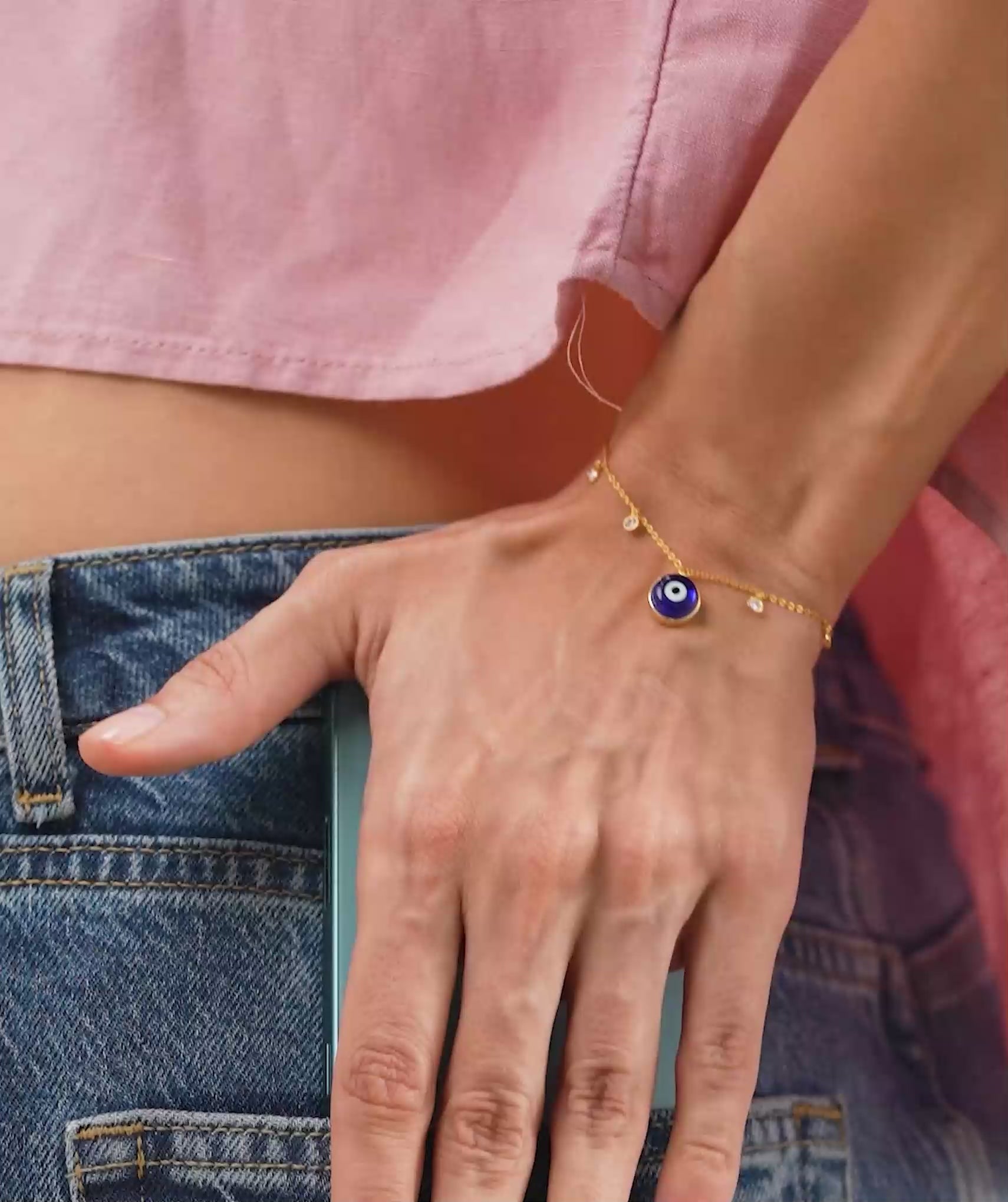 Dainty Evil Eye Charm Bracelet