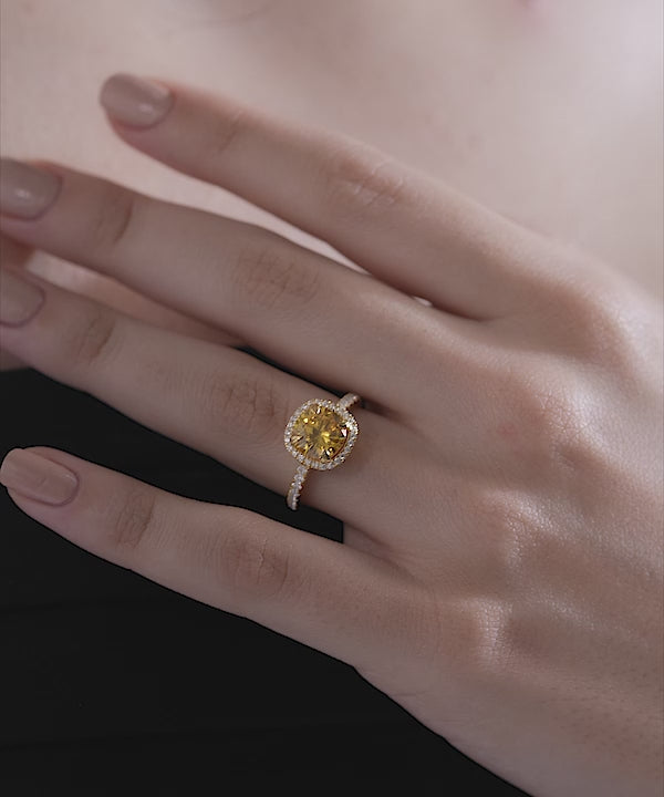 Radiant Cushion Halo Ring