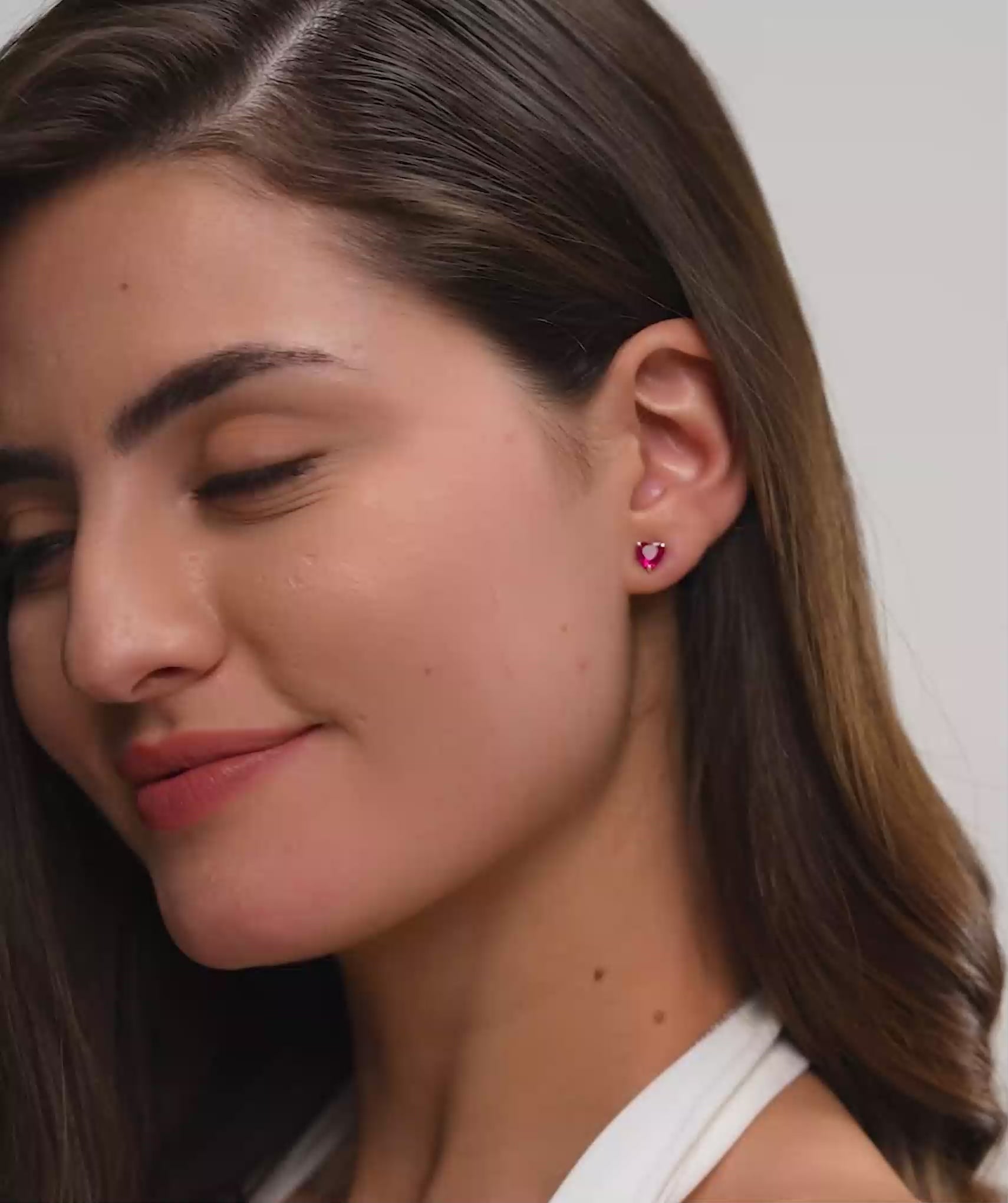 18k Gold Vermeil Ruby Heart Studs