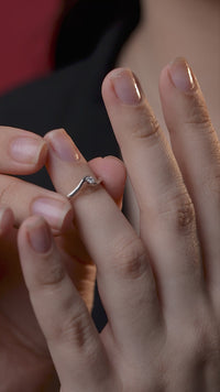 Wave Tension Round Solitaire Ring