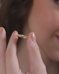 Round and Emerald Cut Mixed Eternity Band Ring