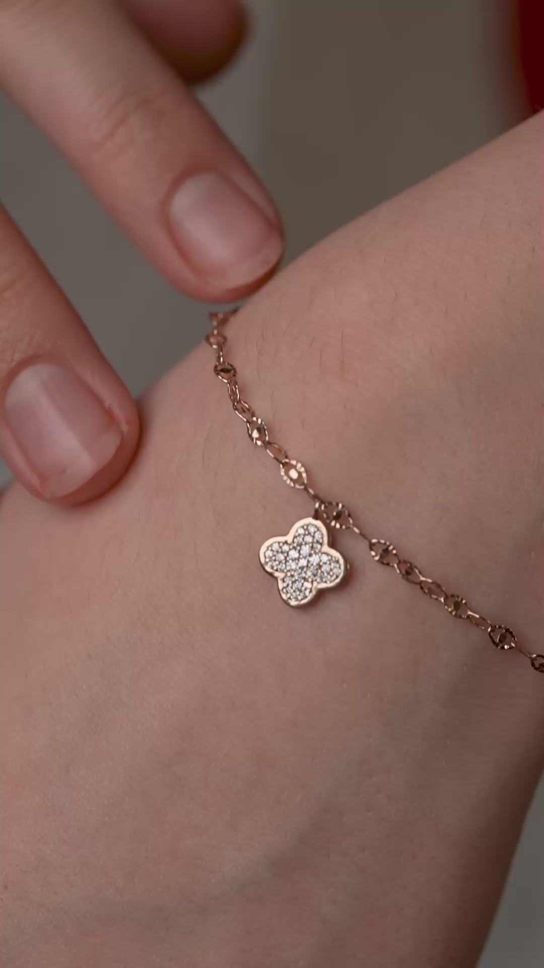 Diamond Clover Charm Bracelet